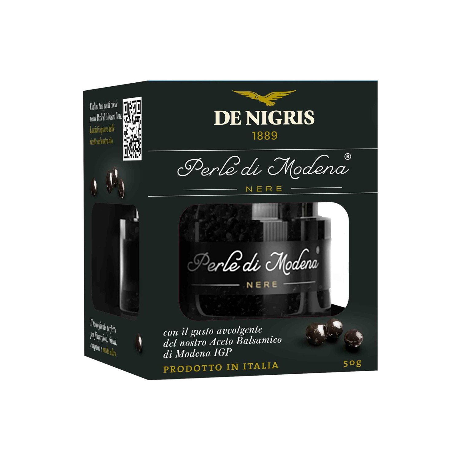 Modena Black Pearls with Balsamic Vinegar of Modena IGP – De Nigris 50g - Pacco Italiano