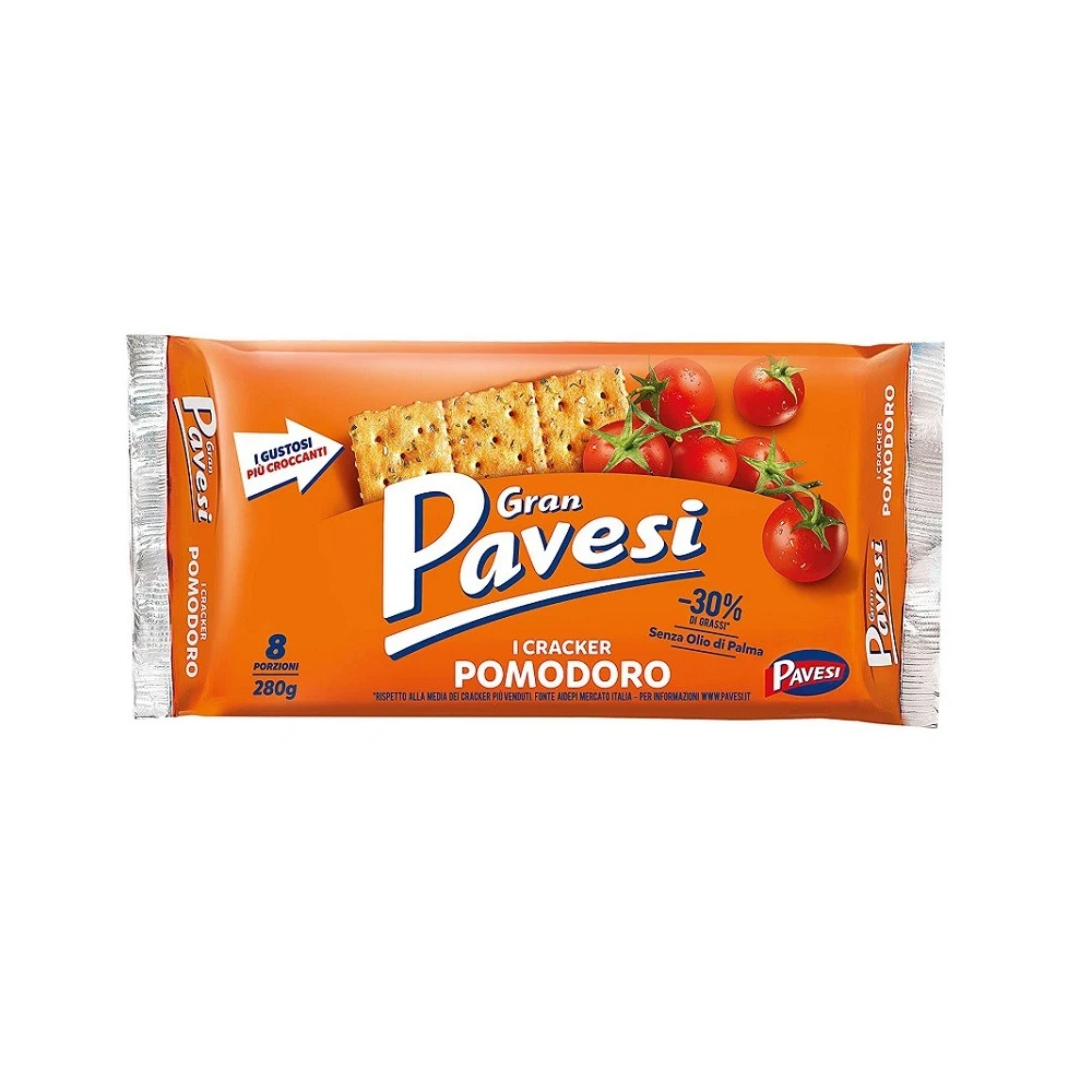 Gran Pavesi Crackers Tomatoes  - Pomodoro (260gr)  Pavesi  Bread, Crackers & Taralli PaccoItaliano.co.uk