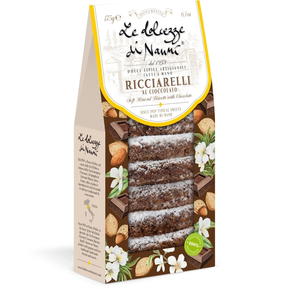 Ricciarelli al Cioccolato (175g) – Traditional Almond Cookies with Chocolate