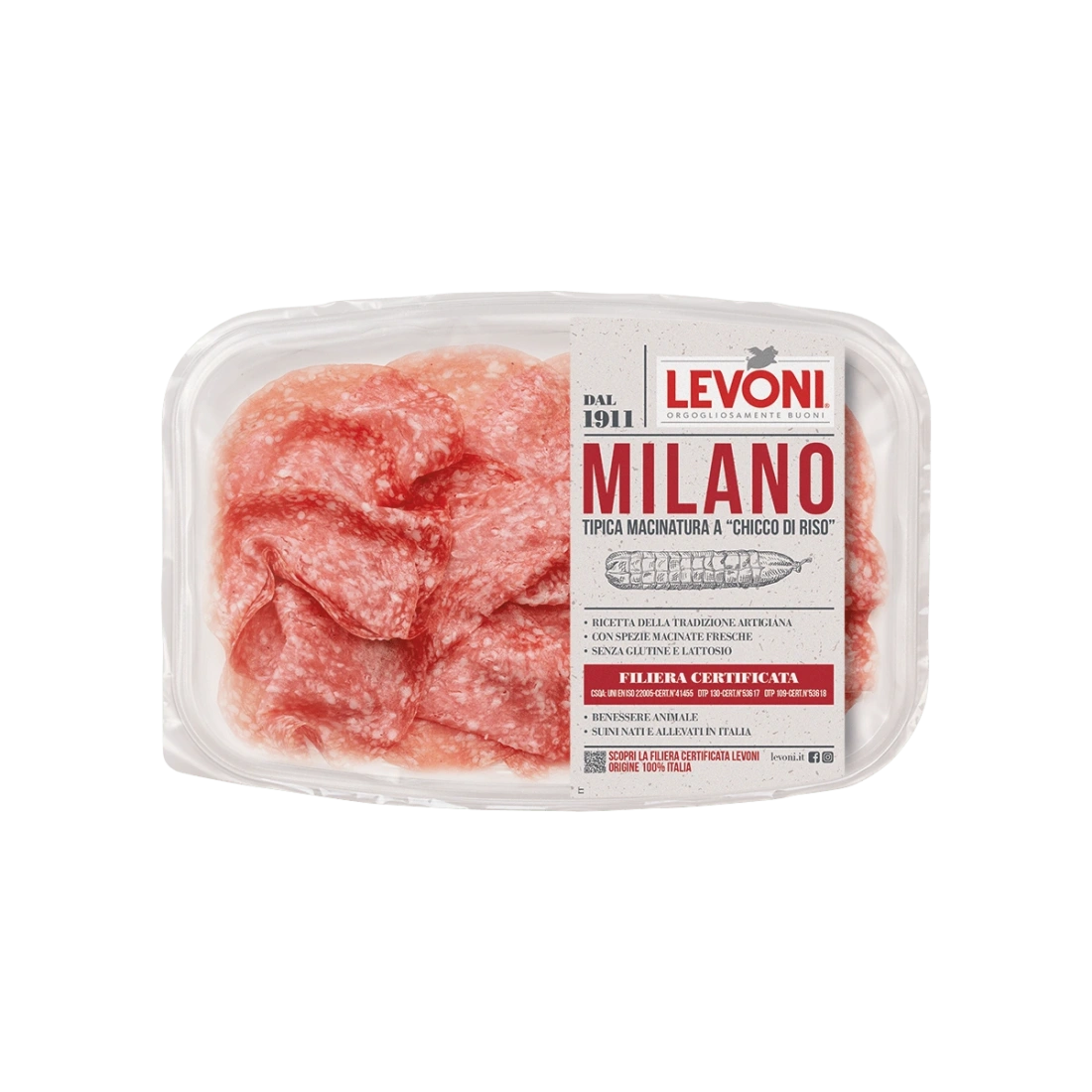 Levoni Salame Milano Sliced 80g - Premium Italian Salami