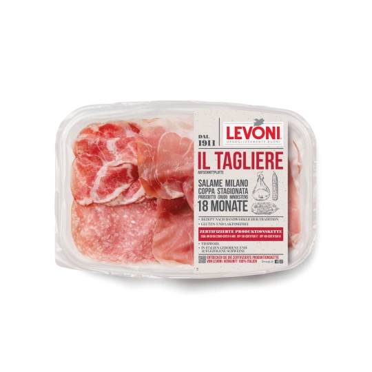 Tagliere Tris Sliced - Milano, Coppa & Crudo - Levoni 120g  Levoni  Cured Meat & Salami PaccoItaliano.co.uk