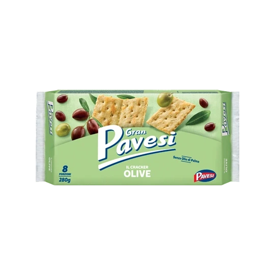 Gran Pavesi Crackers with Olives (280gr)  Pavesi  Bread, Crackers & Taralli PaccoItaliano.co.uk