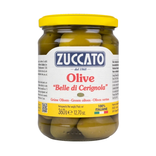 Olive Belle di Cerignola Zuccato 360g – Authentic Italian Green Olives